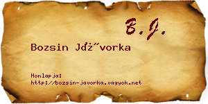 Bozsin Jávorka névjegykártya